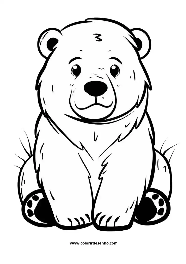 bear sitting upright looking forward small paws visible simple style