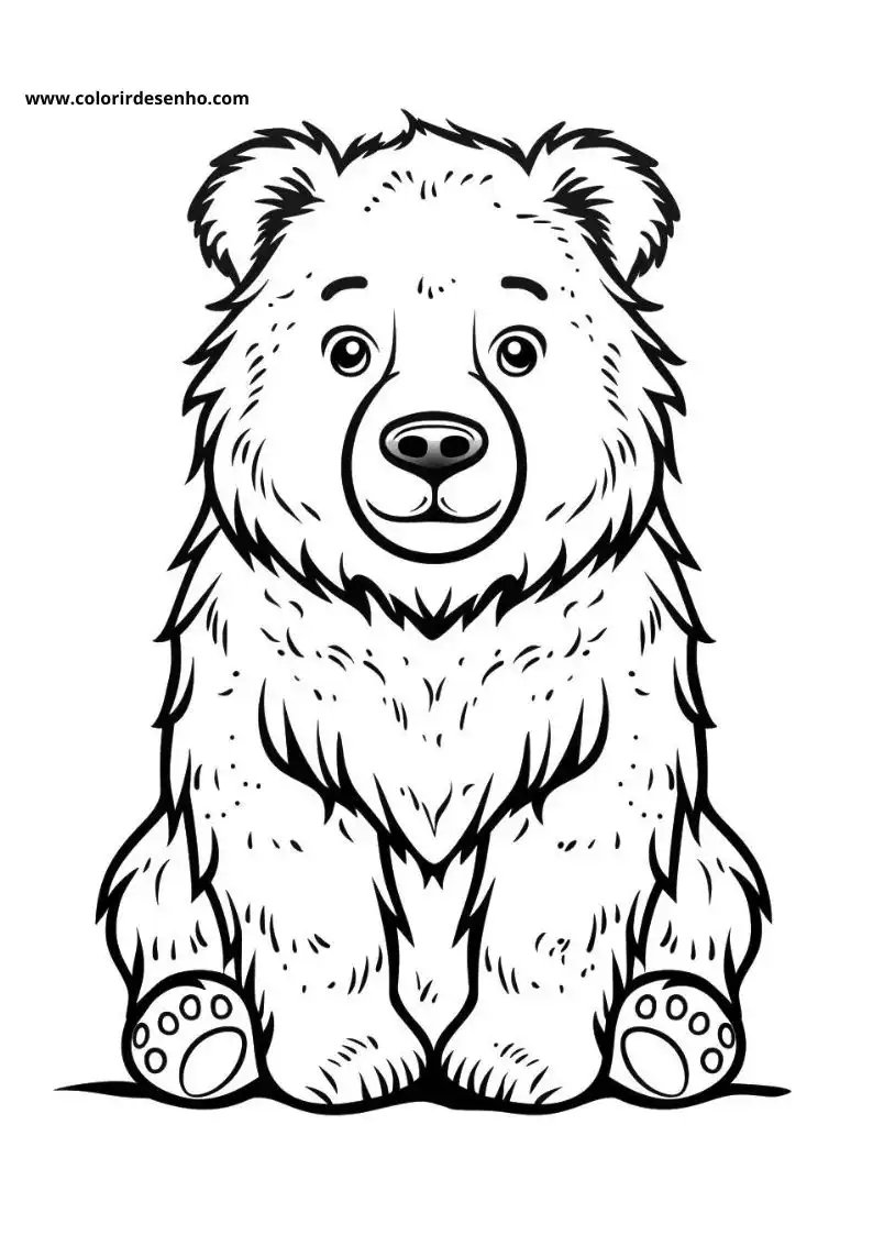 bear sitting upright looking forward wearing no clothing on a plain background