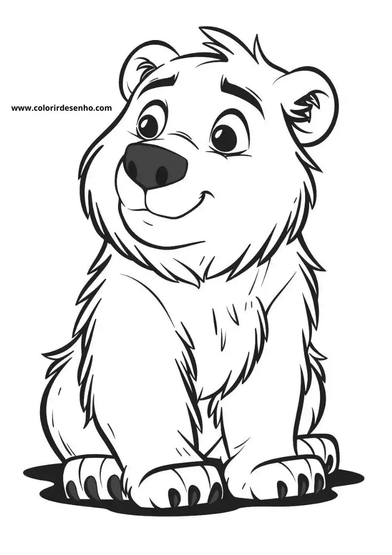 bear sitting upright smiling fur texture visible small paws round ears black nose large