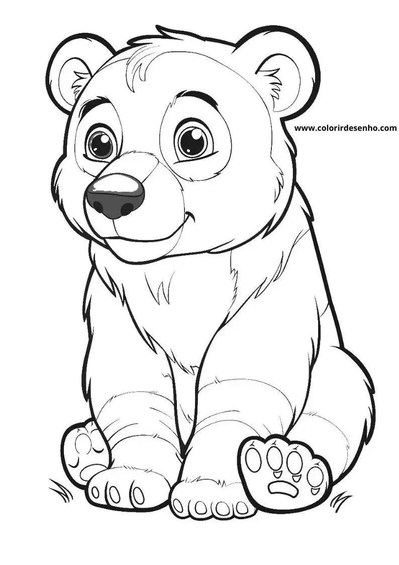 bear sitting upright smiling paws in front small ears big eyes cute expression simple