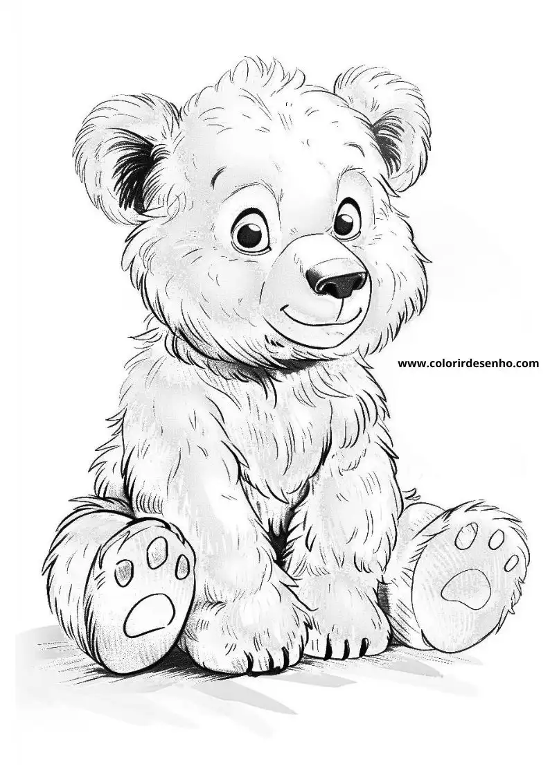 bear sitting upright smiling paws outstretched soft fur texture visible background plain white website