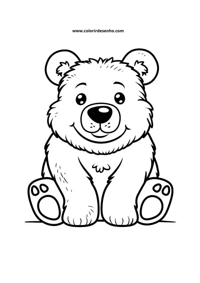 bear sitting upright smiling soft fur small paws round ears cute face simple clear