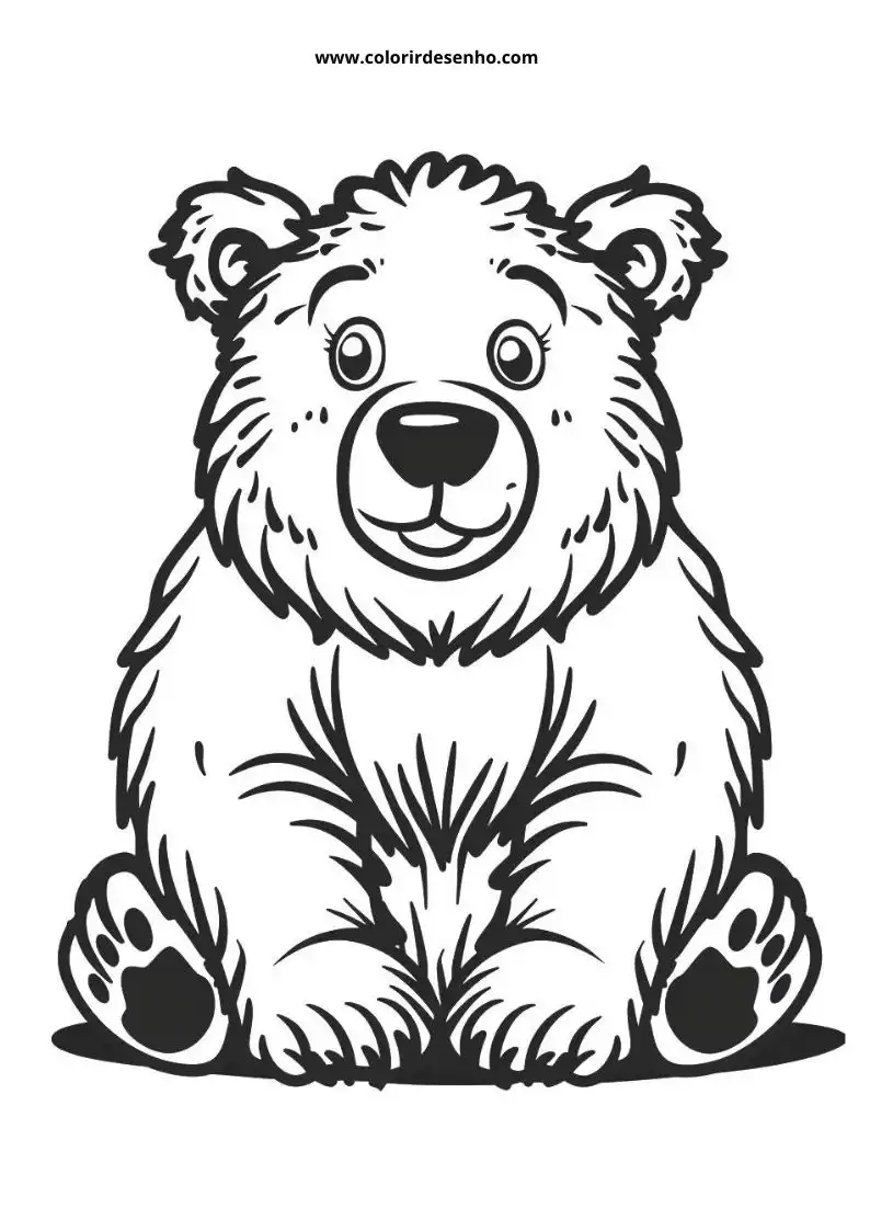 bear sitting upright smiling wearing a happy expression surrounded by soft fur and large