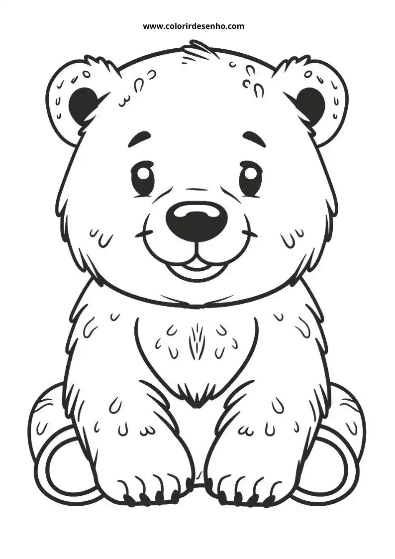 bear sitting upright smiling wearing a heart shaped nose ring in a simple style
