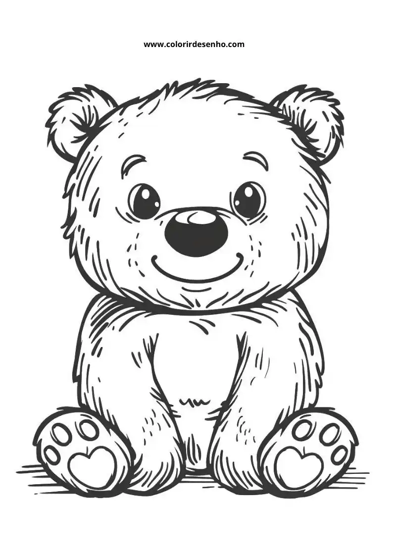 bear sitting upright smiling wearing heart shaped paws