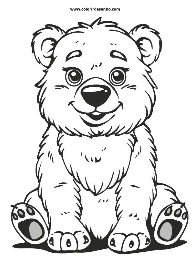 bear sitting upright smiling wearing no clothes setting appears to be a simple background