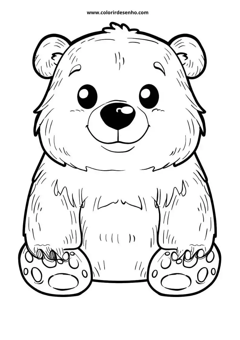 bear sitting upright smiling wearing no clothes setting clear