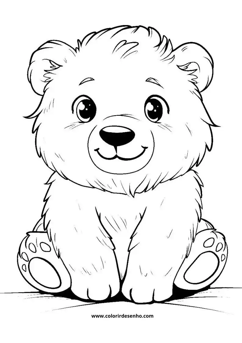 bear sitting upright smiling wearing no clothes setting on a flat surface