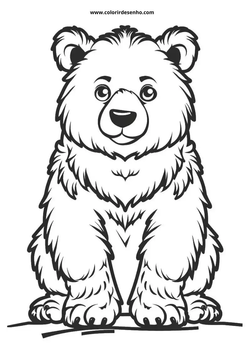 bear sitting upright smiling wearing no clothes standing on all fours in a simple