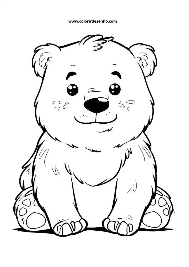 bear sitting upright smiling wearing spots on paws and tail