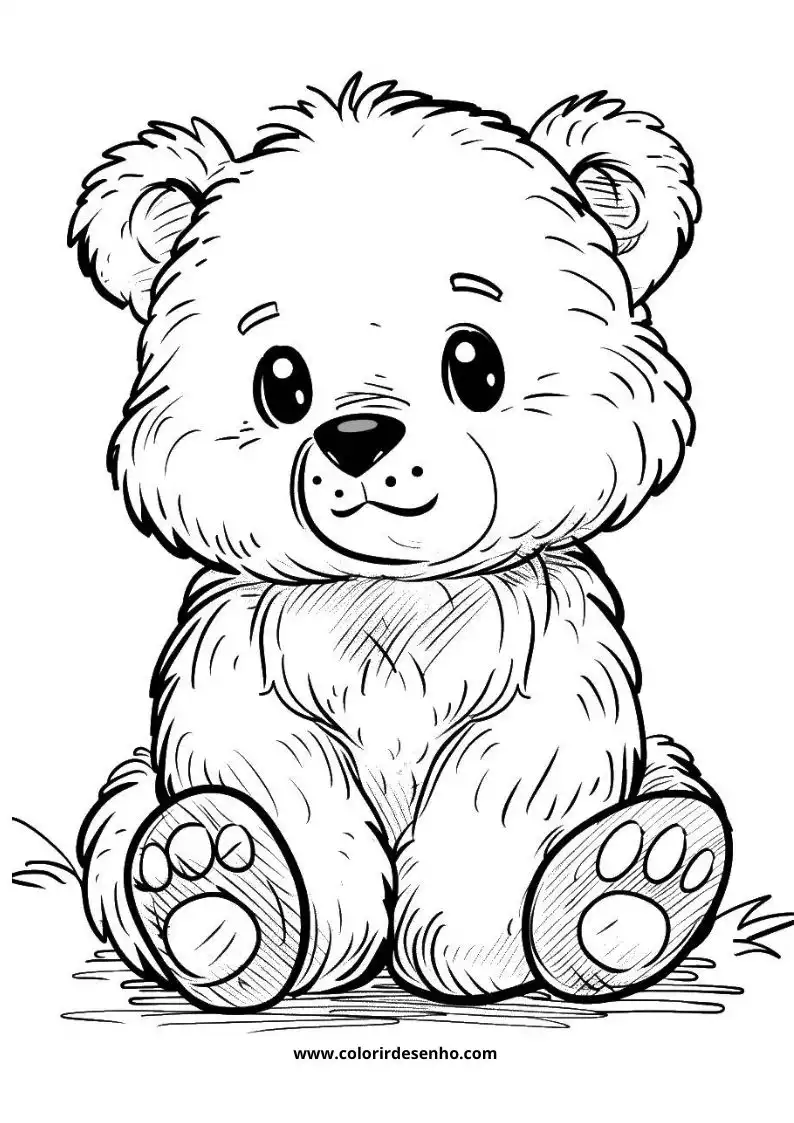 bear sitting upright with a contented smile on its face wearing no clothing or