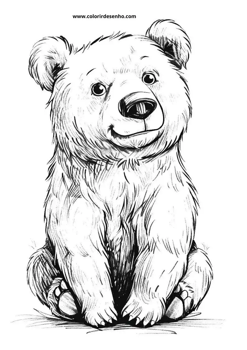 bear sitting upright with a curious look on its face wearing no clothing or