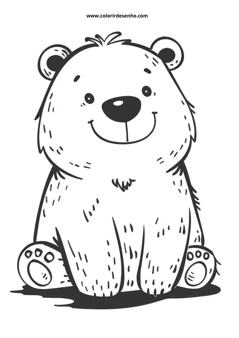 bear sitting upright with a happy expression small black circles for eyes and nose