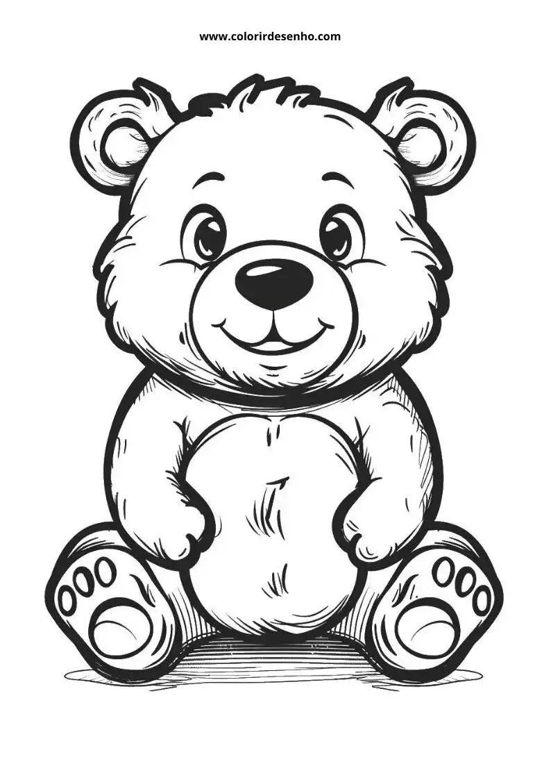 bear sitting upright with a happy expression small ears large round eyes black nose