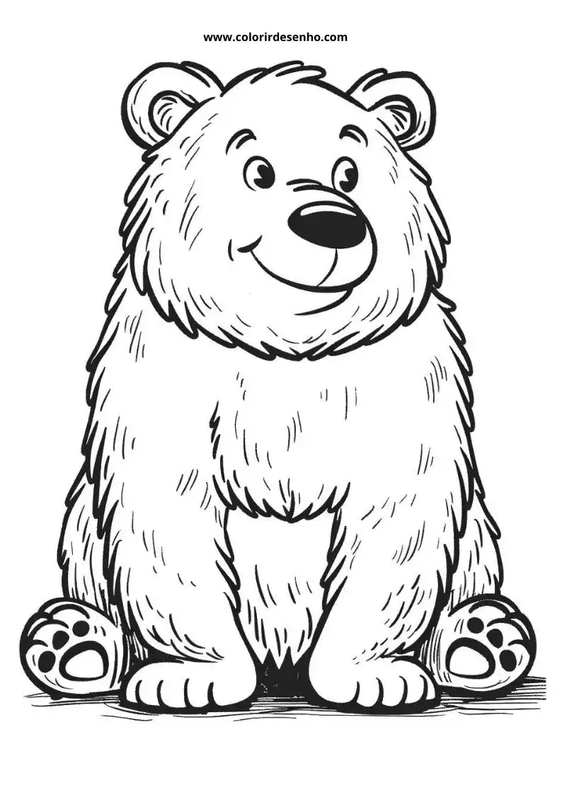 bear sitting upright with a happy expression wearing no clothes