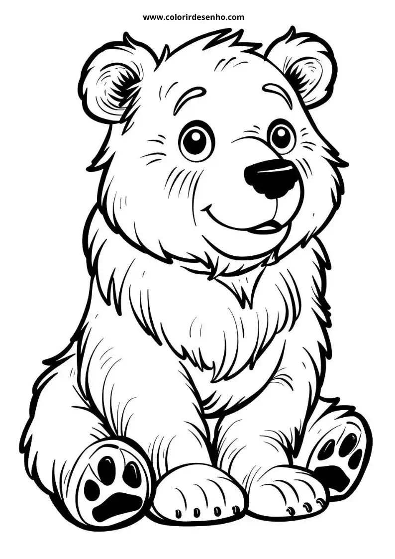 bear sitting upright with a playful expression wearing no clothing or accessories set against