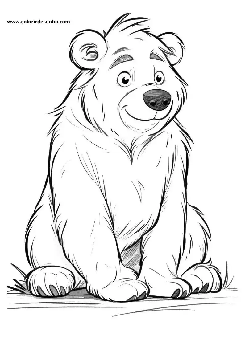 bear sitting upright with a slight smile wearing no clothes setting clear