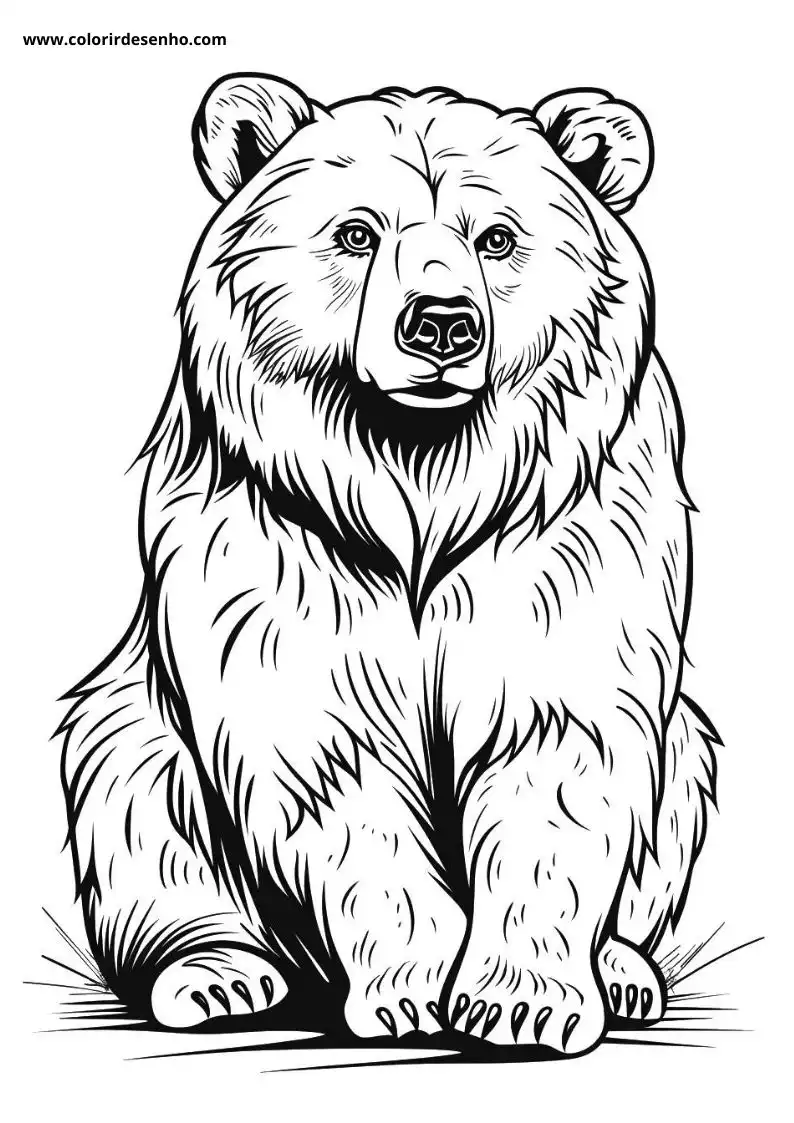 bear sitting upright with alert expression no clothing clear shadow on ground