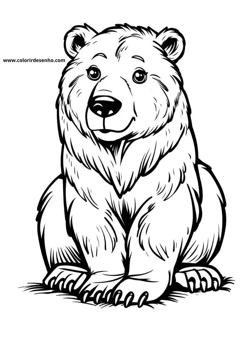 bear sitting upright with big ears and a friendly expression looking to its right