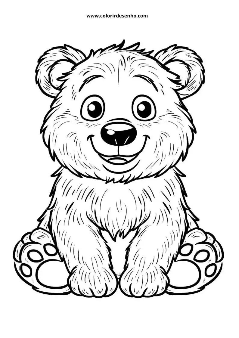 bear sitting upright with big eyes smiling against clear background