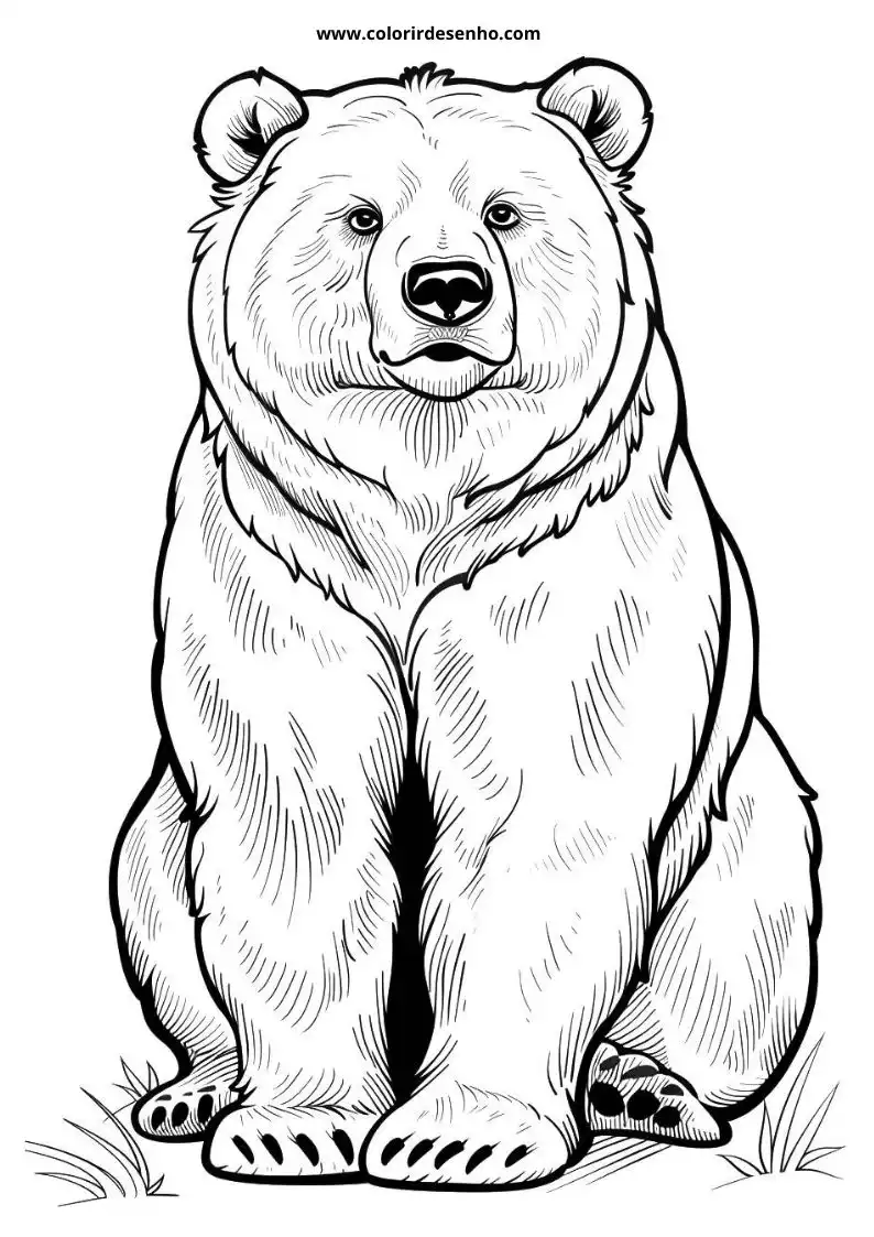 bear sitting upright with grass around it