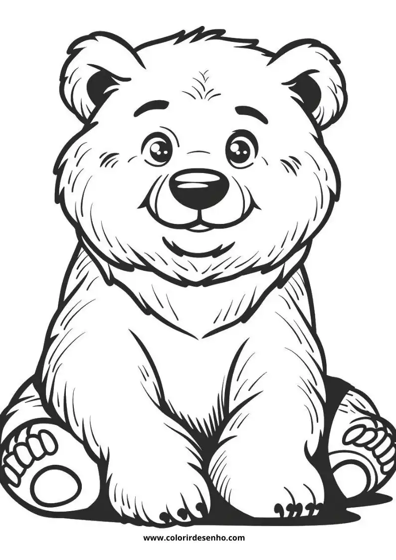 bear sitting upright with large ears and a happy expression