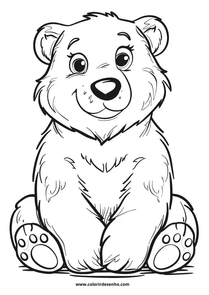 bear sitting upright with large eyes and paws visible no clothing or accessories