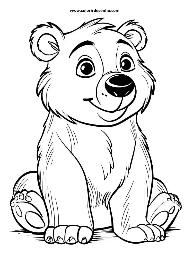 bear sitting upright with large round ears black nose smiling gently on a flat