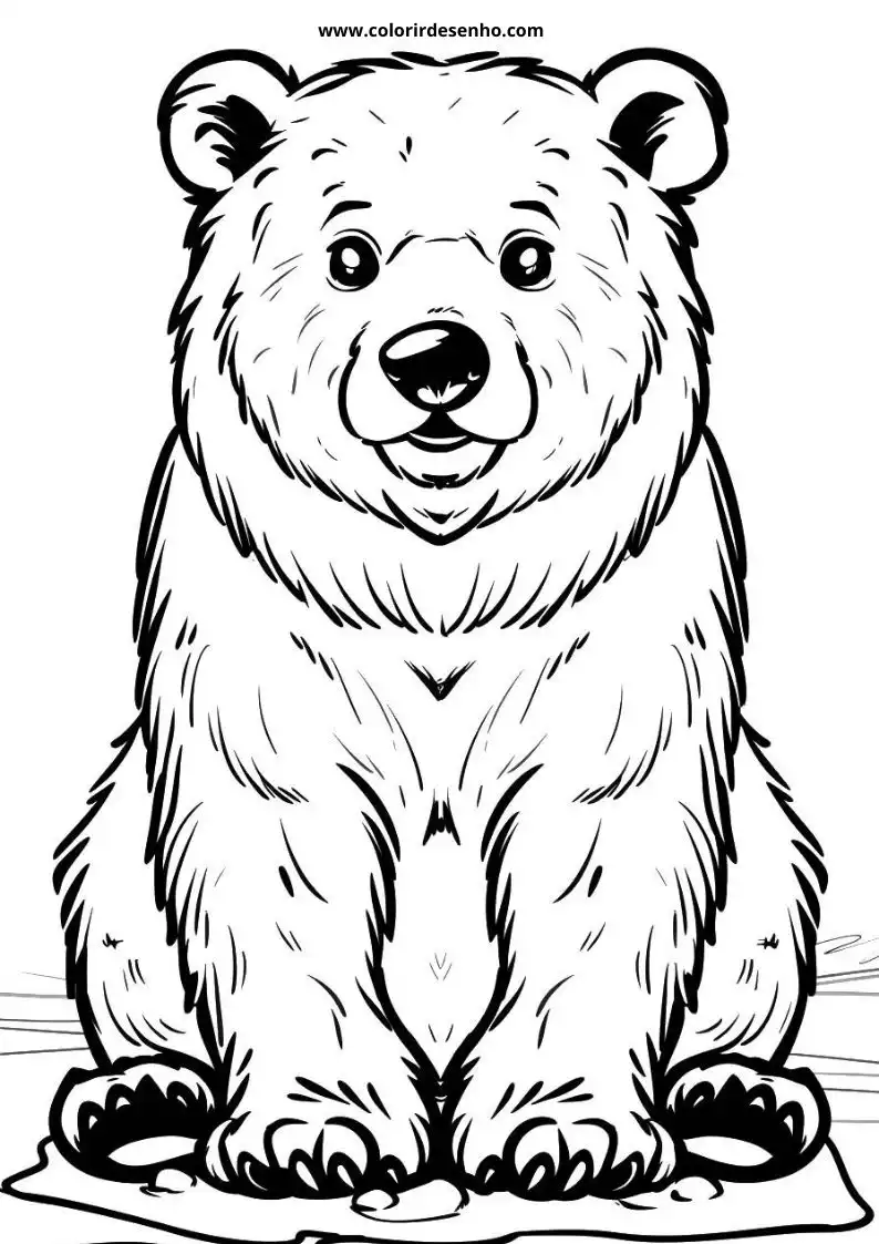 bear sitting upright with large round ears black nose smiling gently on a white