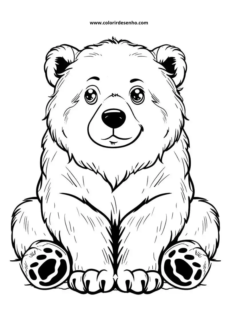 bear sitting upright with paw pads visible on feet and paws clearly outlined against