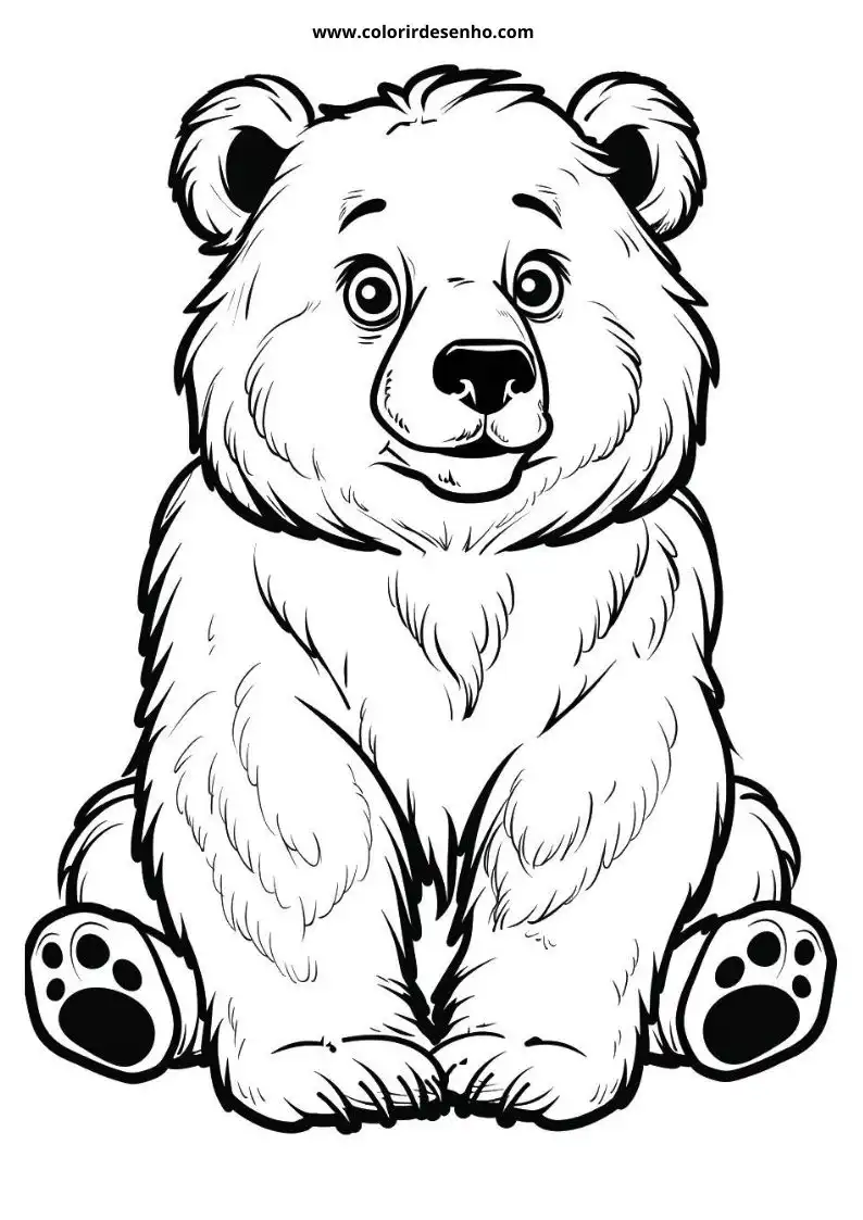bear sitting upright with wide eyes and a friendly expression