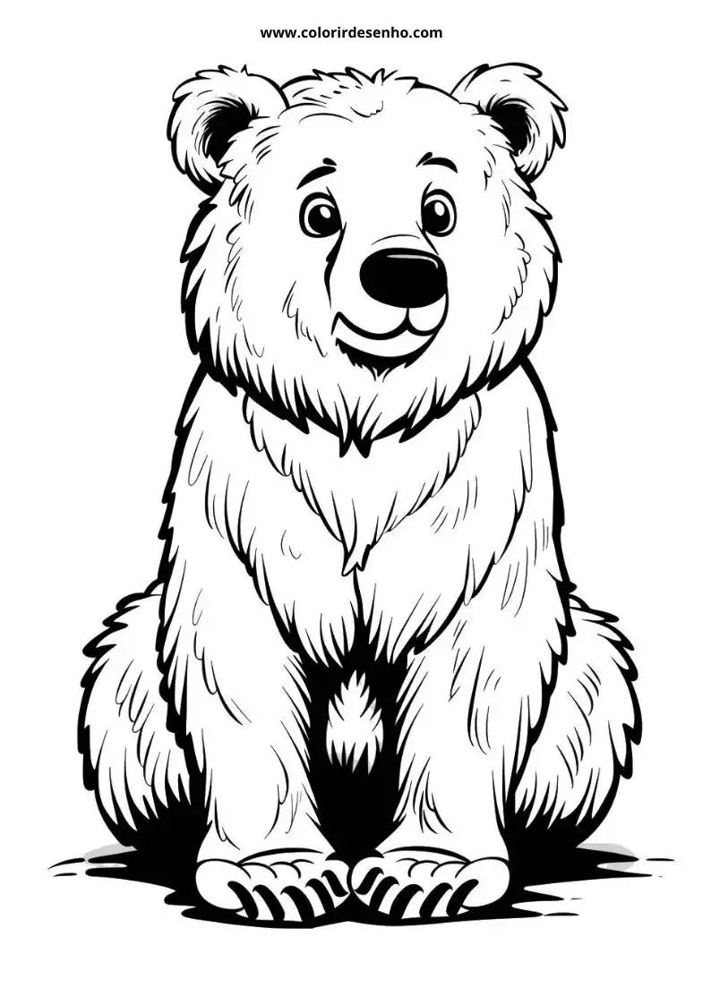bear sitting upright with wide eyes and a small smile on its face