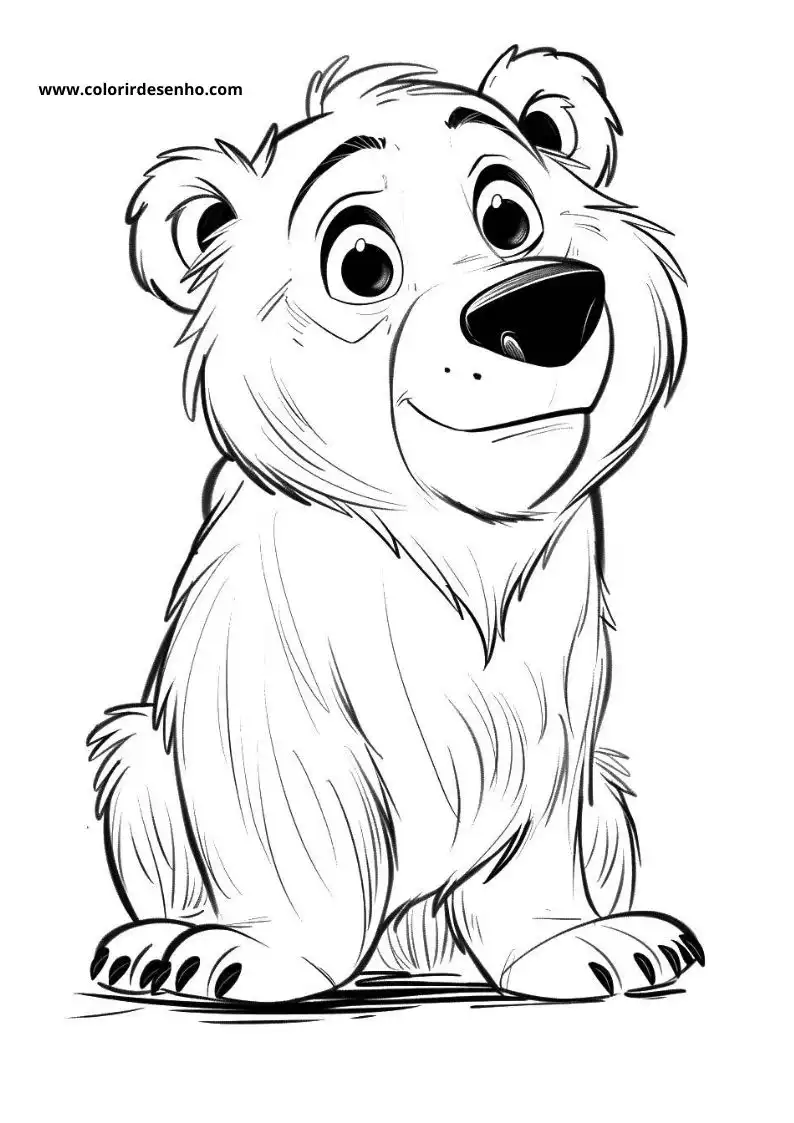 bear sitting upright with wide eyes and open mouth displaying teeth