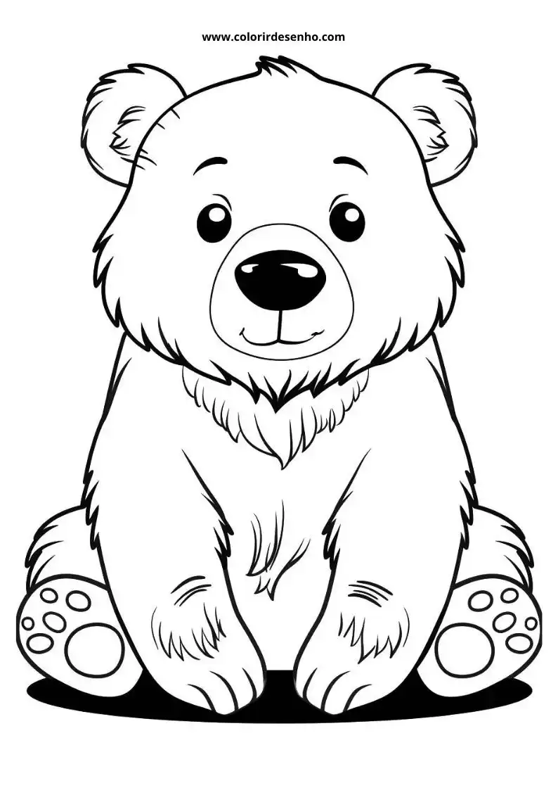 bear sitting with soft fur texture and big eyes on a white background
