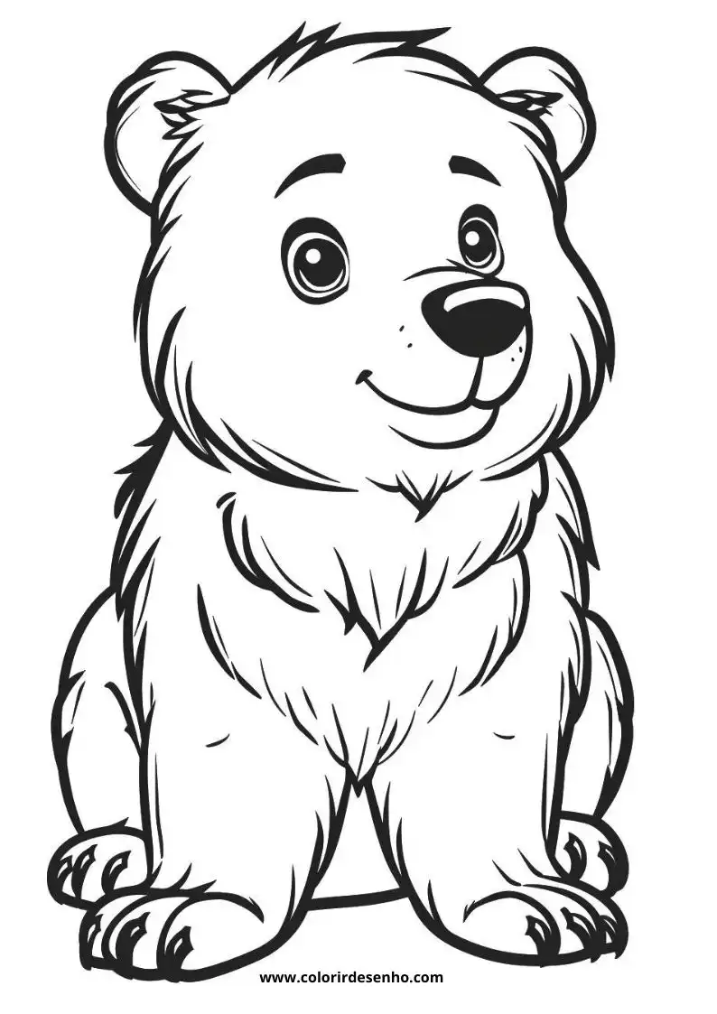 bear smiling and sitting upright in a simple style