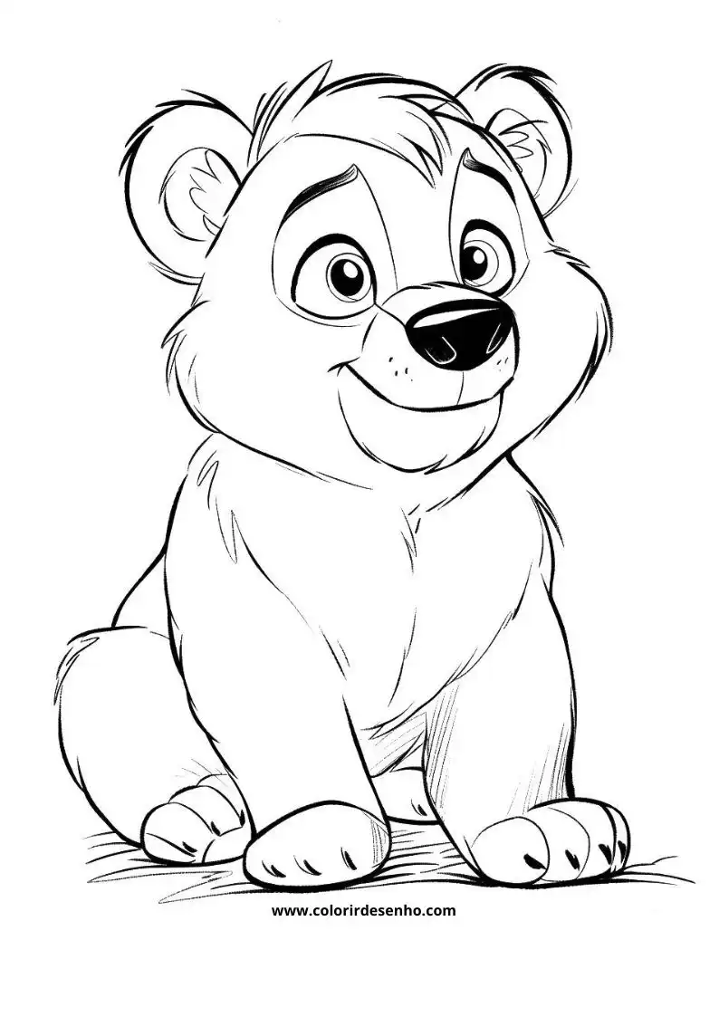 bear smiling happily in a relaxed pose on grassy ground