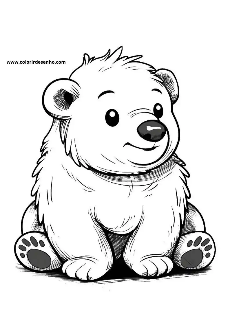 bear smiling with a happy expression looking to its left wearing no clothing or