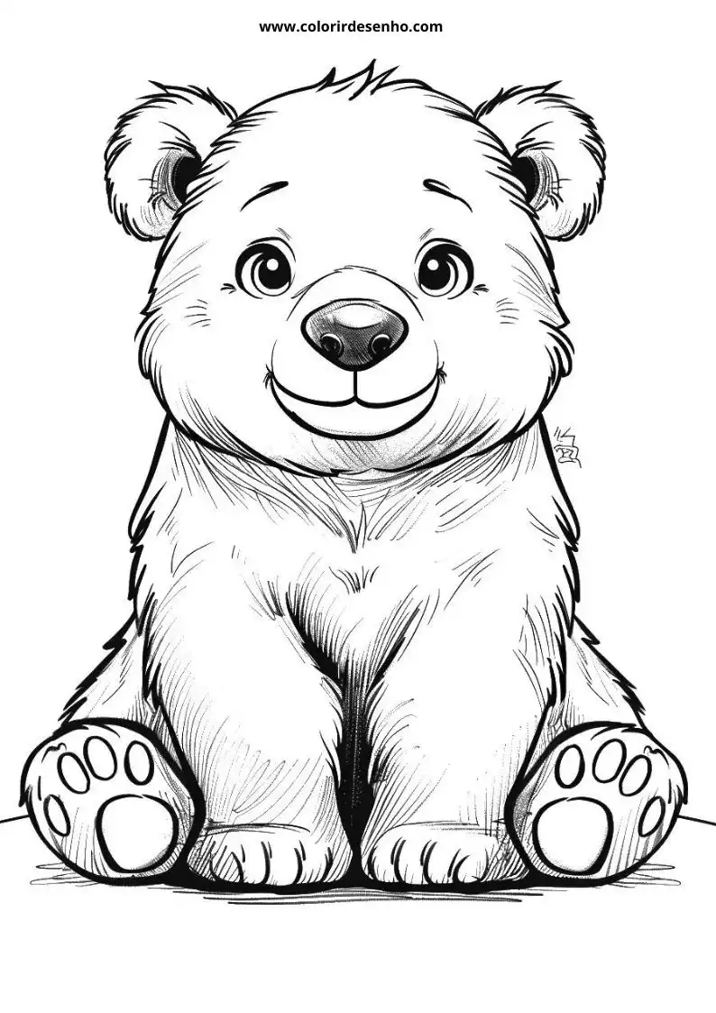 bear smiling with eyes wide open wearing no clothes sitting upright on solid background