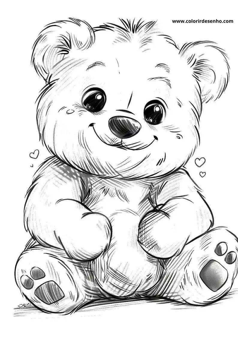 bear smiling with hearts around it