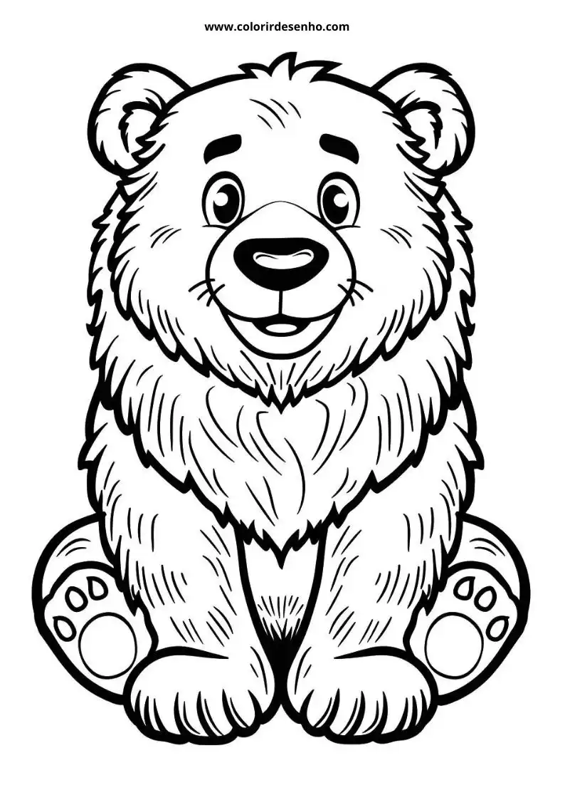 bear smiling with large paws and round ears black nose