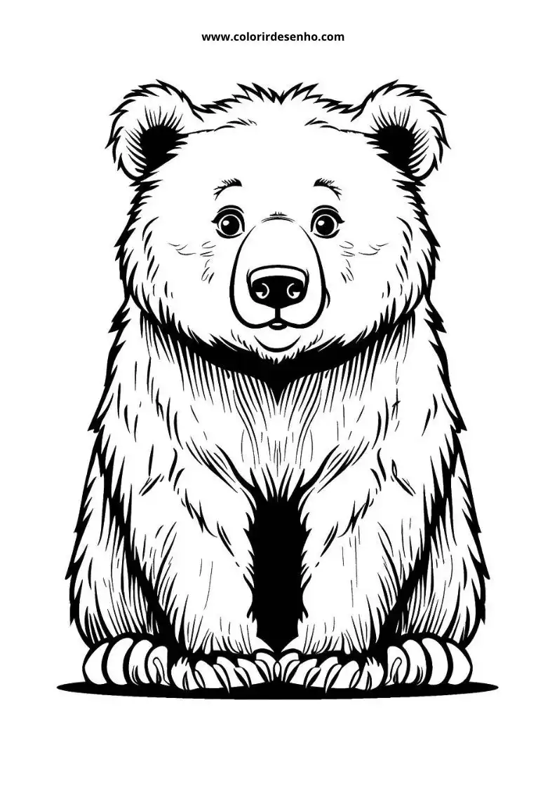 bear standing upright with a serious expression small ears round eyes black nose thick