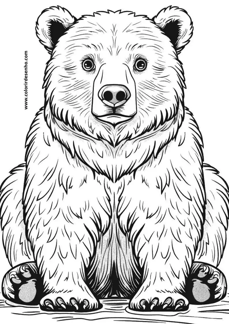 bear standing upright with front paws forward wearing no clothes against clear background