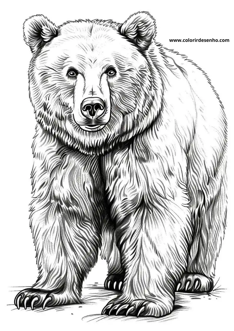 bear standing upright with sharp claws and textured fur