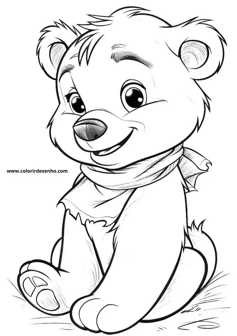 bear wearing scarf sitting on grass