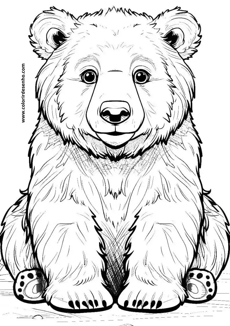 bear with wide eyes black nose and fluffy fur sitting upright