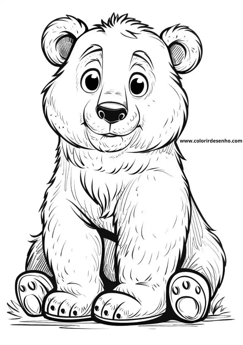 brown bear sitting upright with wide eyes and a small smile on its face