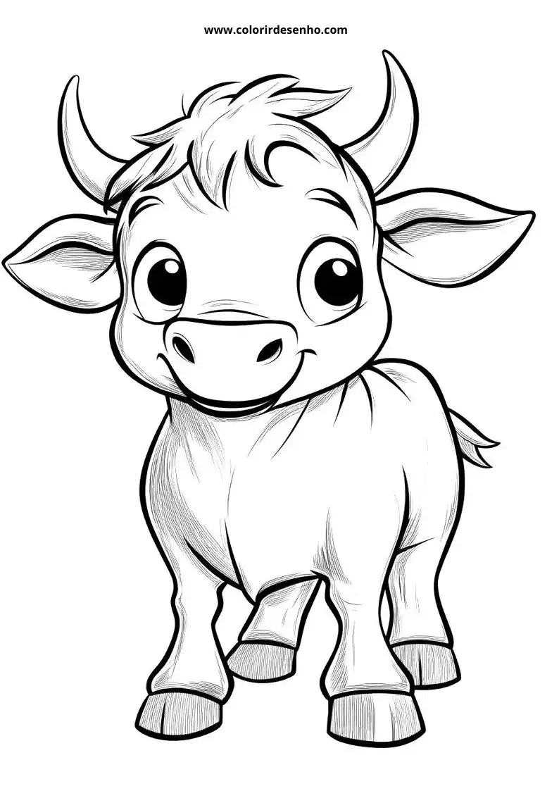 bull baby cow standing upright with small horns and smiling face