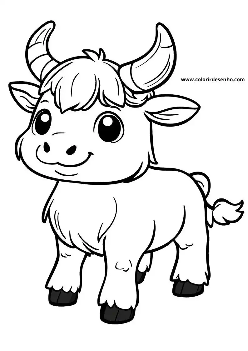 bull cute calf with small horns and fluffy coat standing