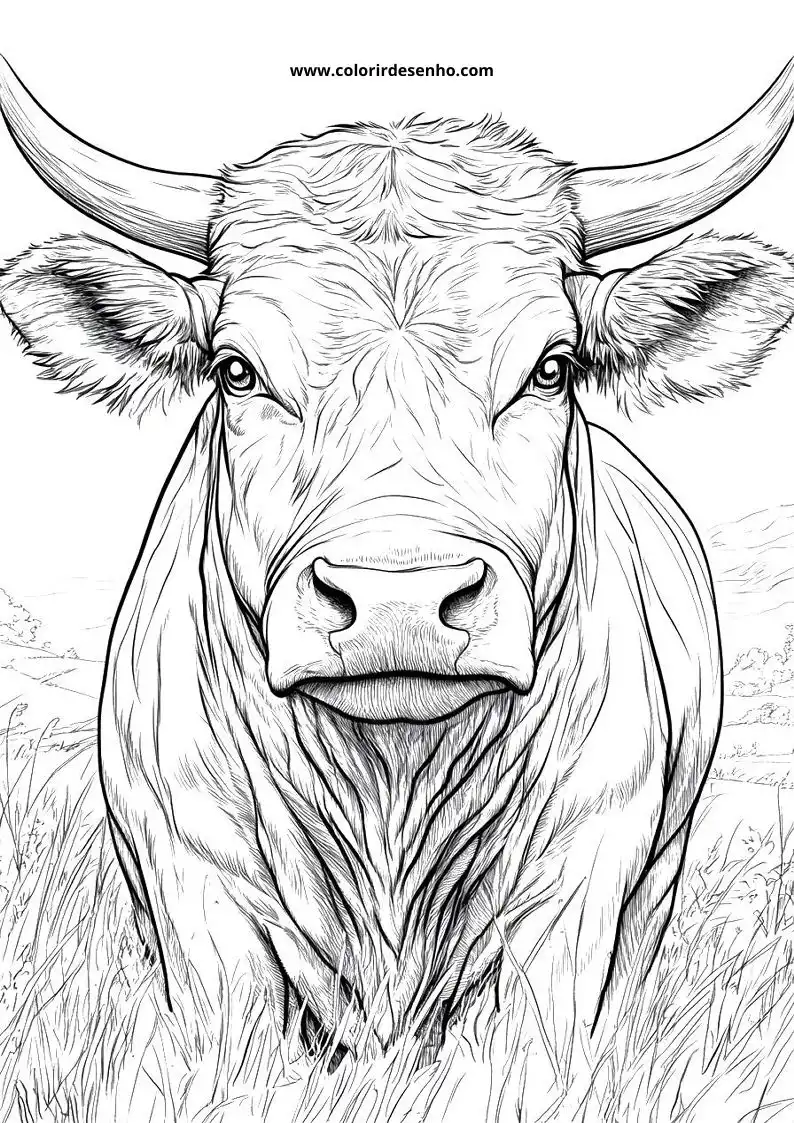 bull looking directly at viewer in field