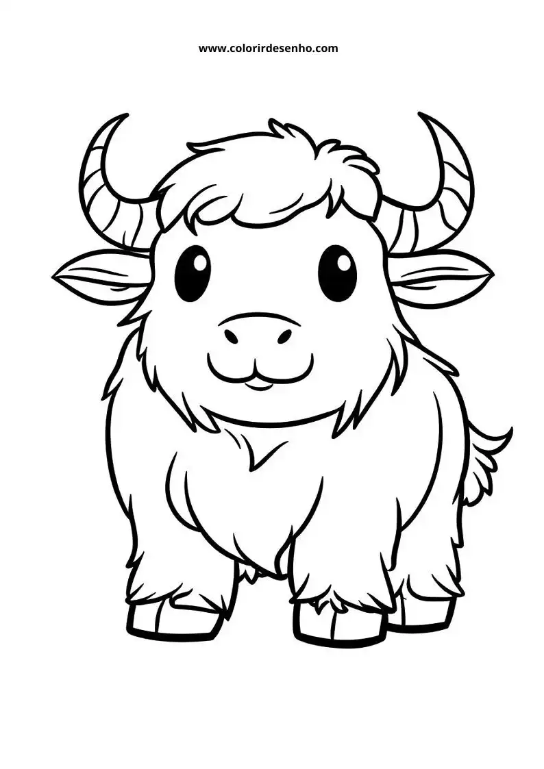 bull small yak standing in frame with round eyes and small horn tips